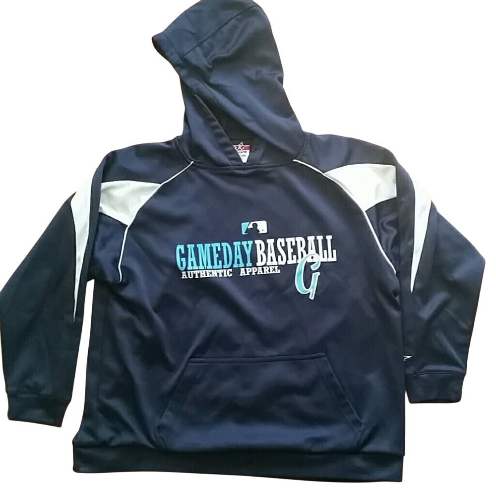 Alleson Athletic Boys Navy Gameday Baseball Slick Hoodie Size Youth Large
